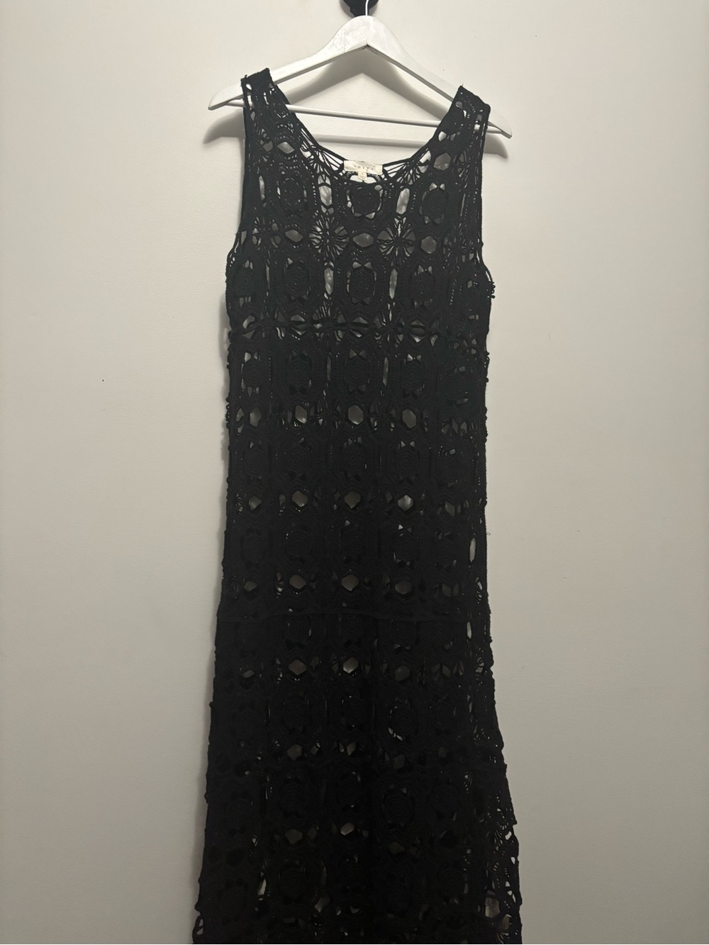 Adiva Black Crochet Maxi 100% Cotton Dress
